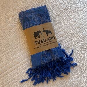Royal blue silk cashmere scarf from Thailand